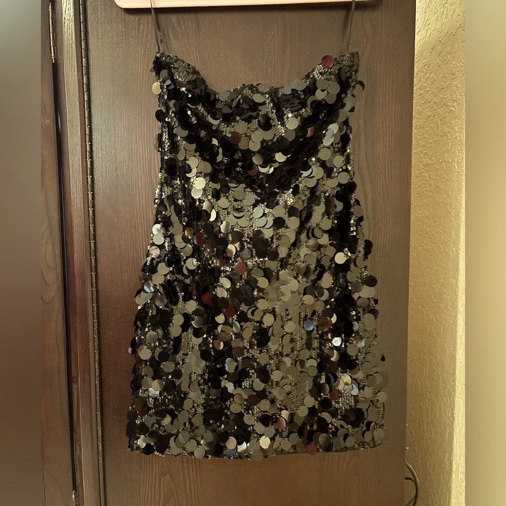 Black and Silver Sequin Dress